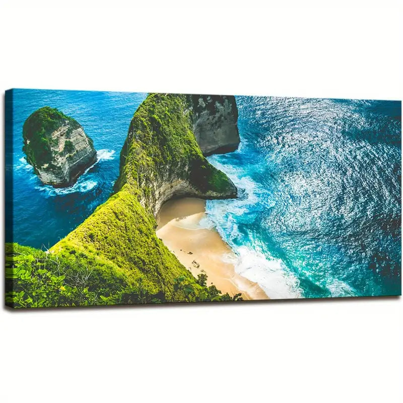 Kelingking Beach Bali Indonesia Coastal Cliff & Turquoise Ocean Wall Art canvas office home room framed 120x60cm