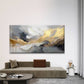 Abstract Golden Flowing Wave Wall Art Canvas Office Home Room Framed 80x45cm