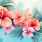 Pink Hibiscus Tropical Flower Wall Art Canvas Office Home Room Framed 80x45cm