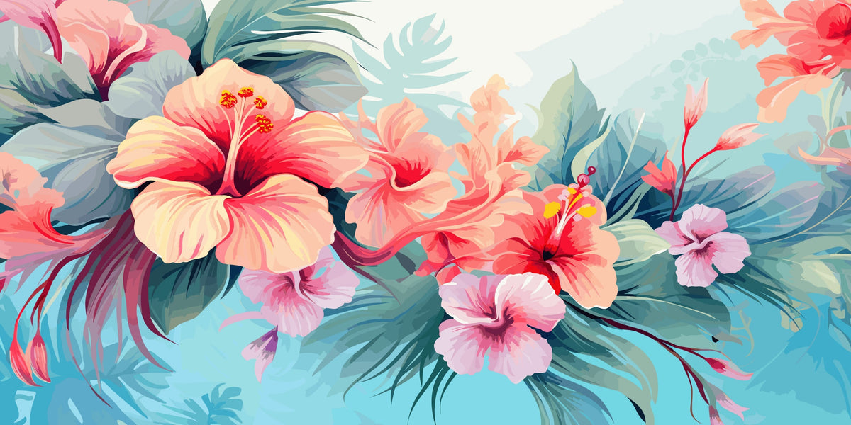 Pink Hibiscus Tropical Flower Wall Art Canvas Office Home Room Framed 80x45cm