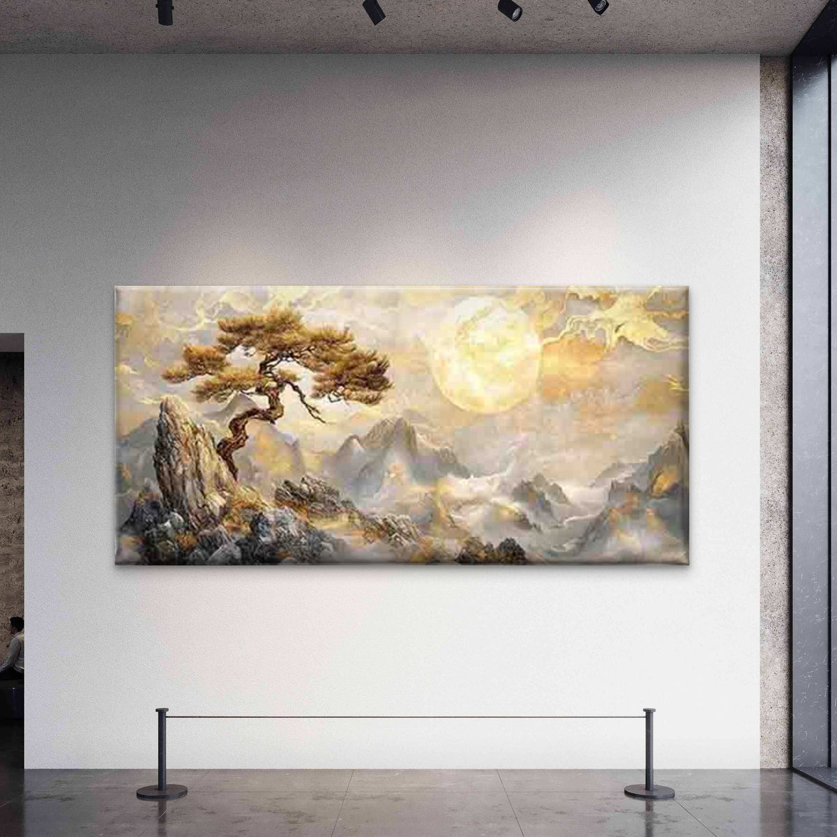 Pine Trees Under a Full Moon Wall Art Canvas Office Home Room Framed 120x60cm