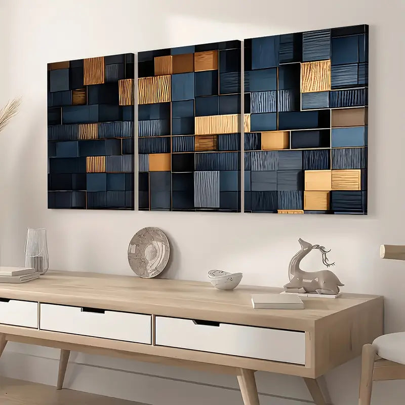 3pcs Modern Fashion Abstract Irregular Graphics Wall Art Set Canvas Framed 40x60cm - High Quality Print 100% Australian Made Wall Canvas Ready to Hang