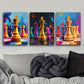 3pcs Featuring a Digital Illustration of a Chess Piece Metal Print Ready to Hang Art