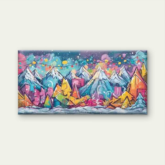 Snowy Mountain Cityscape Wall Art Canvas Office Home Room Framed 80x45cm