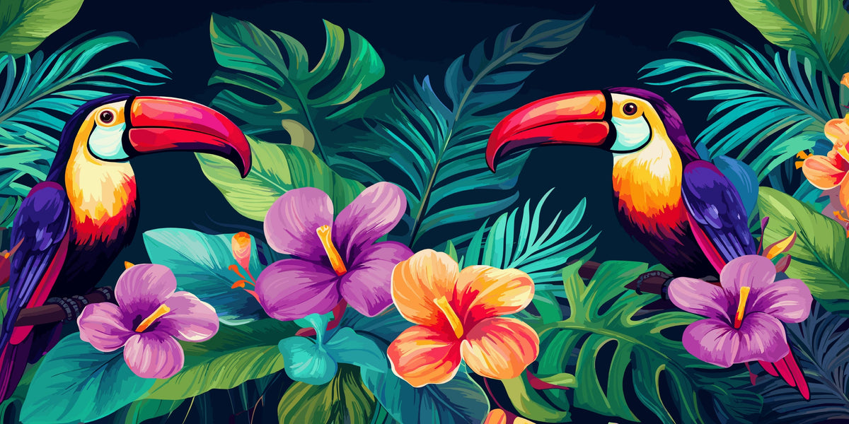 Amazon Toucan Jungle Tropical Wall Art Canvas Office Home Room Framed 120x60cm
