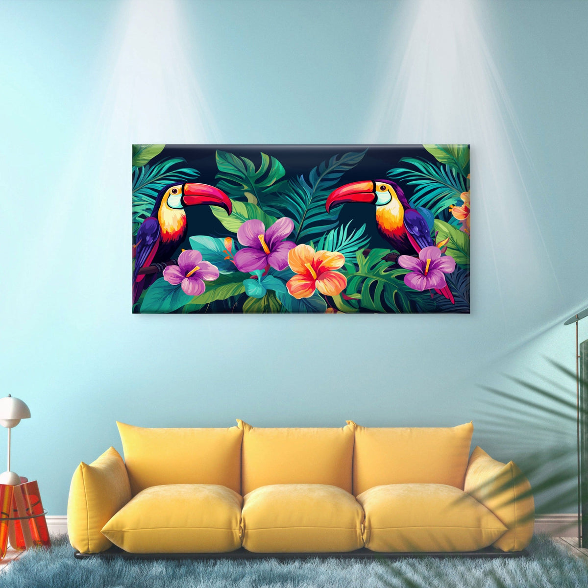 Amazon Toucan Jungle Tropical Wall Art Canvas Office Home Room Framed 120x60cm