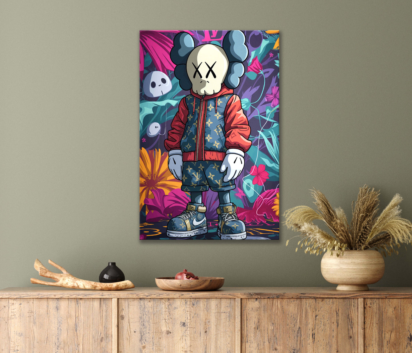 Cartoon Figure with Sad Face Colorful Graffiti Painting Print 100% Australian Made 40x60cm Stretched Canvas Ready to Hang