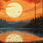 Cozy Autumn Sunset Lake Tree Swing Wall Art Canvas Office Home Framed 120x60cm