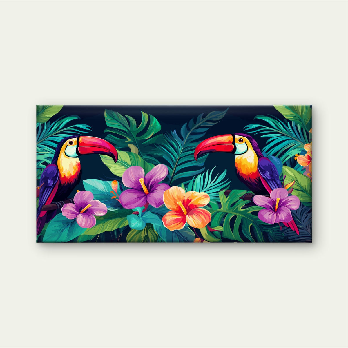 Amazon Toucan Jungle Tropical Wall Art Canvas Office Home Room Framed 120x60cm
