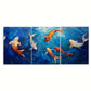 3pcs Koi Fish Pond Colorful Water Metal Print Ready to Hang Art