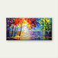 Abstract Trees And Lake Lands Wall Art Canvas Office Home Room Framed 80x45cm