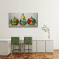 Folk Painted Wood Pear Apple Wall Art Canvas Office Home Room Framed 120x60cm