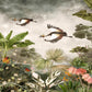 Vintage Tropical Jungle Crane Scene Wall Art Canvas Office Home Room Framed 120x60cm