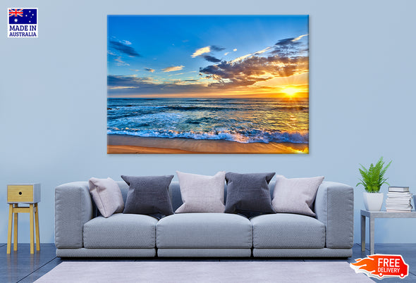 Sunset Beach View Victoria, Australia Print 100% Australian Made Stretched Canvas Ready to Hang - BC-103