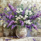 White Purple Flower Vase Painting Print 100% Australian Made 60x40cm Stretched Canvas Ready to Hang