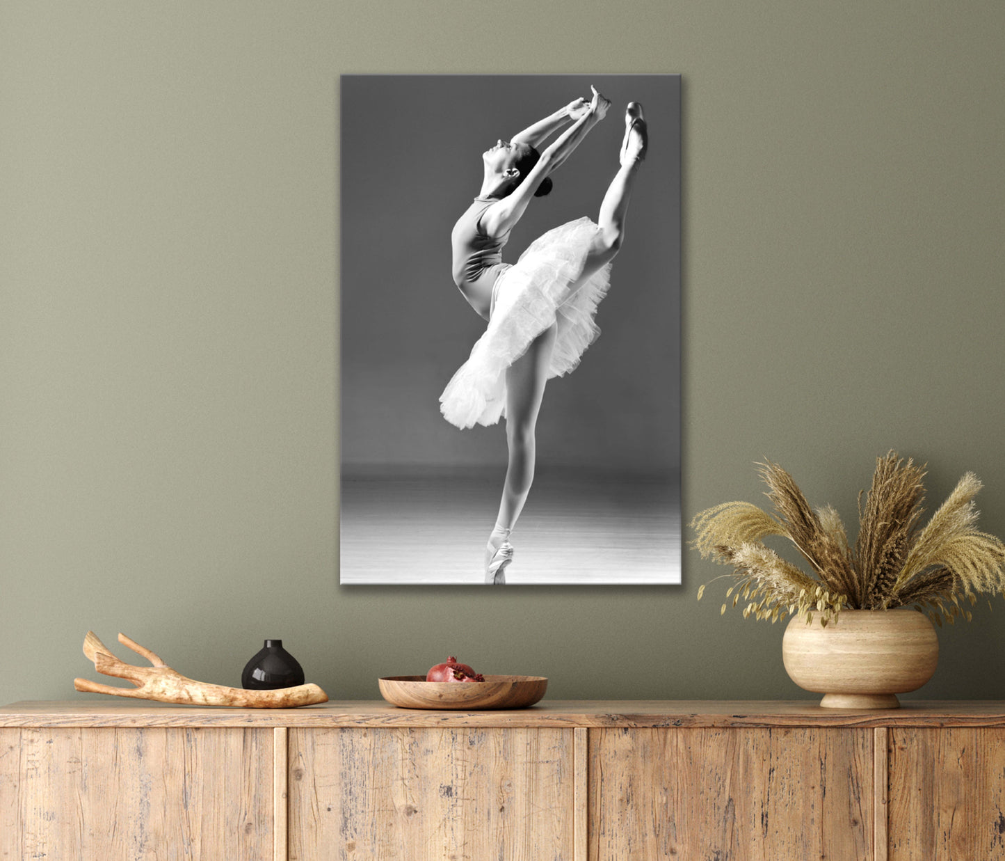 A Woman in A Tutu Is Doing a Ballet Pose Fashion, B&W Print 100% Australian Made 40x60cm Stretched Canvas Ready to Hang