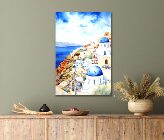 Serene Beauty of Painting Depicting a Blue Dome on A Hill Print 100% Australian Made 40x60cm Stretched Canvas Ready to Hang