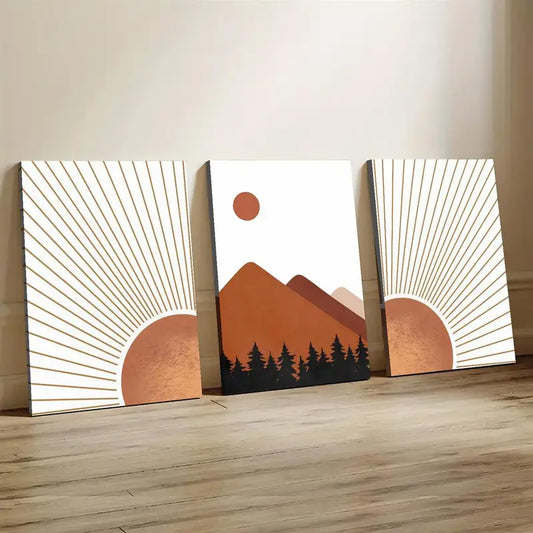 3pcs Abstract Terracotta LandscapeWall Art Set Canvas Framed 40x60cm - High Quality Print 100% Australian Made Wall Canvas Ready to Hang