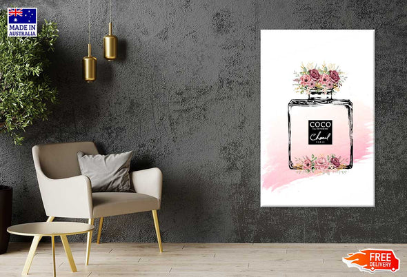 Colorful Flowers & Perfume Bottle Fashion Print 100% Australian Made Stretched Canvas Ready to Hang -  FS - 160