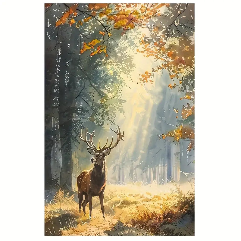 Elegant Stag in Misty Forest Print 100% Australian Made 40x60cm Stretched Canvas Ready to Hang