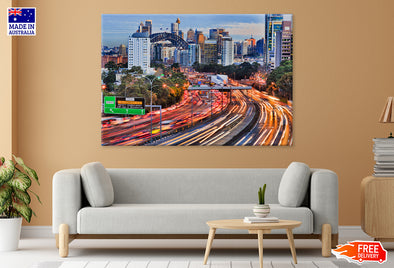 Warringah Freeway Long Exposure View Print 100% Australian Made Stretched Canvas Ready to Hang - AU-103