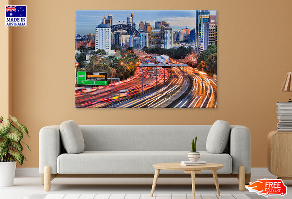 Warringah Freeway Long Exposure View Print 100% Australian Made Stretched Canvas Ready to Hang - AU-103