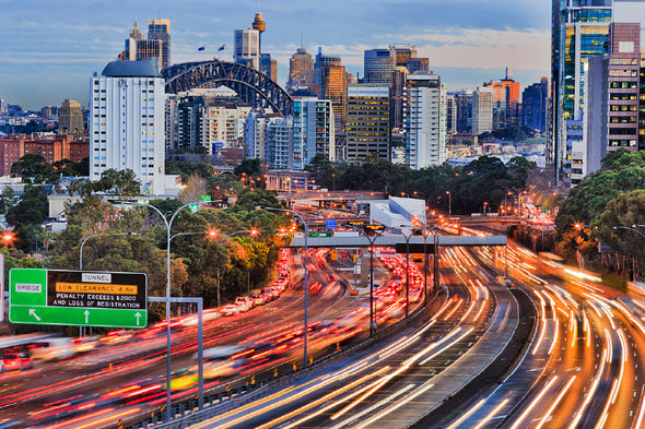 Warringah Freeway Long Exposure View Print 100% Australian Made Stretched Canvas Ready to Hang - AU-103