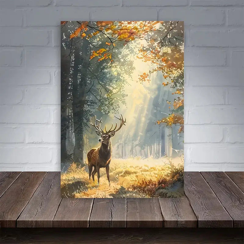 Elegant Stag in Misty Forest Print 100% Australian Made 40x60cm Stretched Canvas Ready to Hang