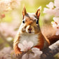 Cute Squirrel Spring Blossom Flower Wall Art Canvas Office Home Framed 80x45cm