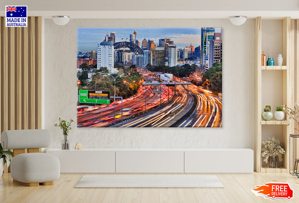 Warringah Freeway Long Exposure View Print 100% Australian Made Stretched Canvas Ready to Hang - AU-103