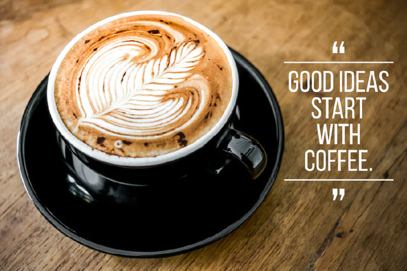 Cup of Coffee on Wooden Quote Print 100% Australian Made Stretched Canvas Ready to Hang - KR-103