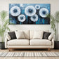 Navy Blue White Floral Wall Art canvas office home room framed 120x60cm