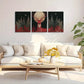 3pcs Elegant Red-Nosed Deer with Snowy Forest & Starry Night Metal Print Ready to Hang Art