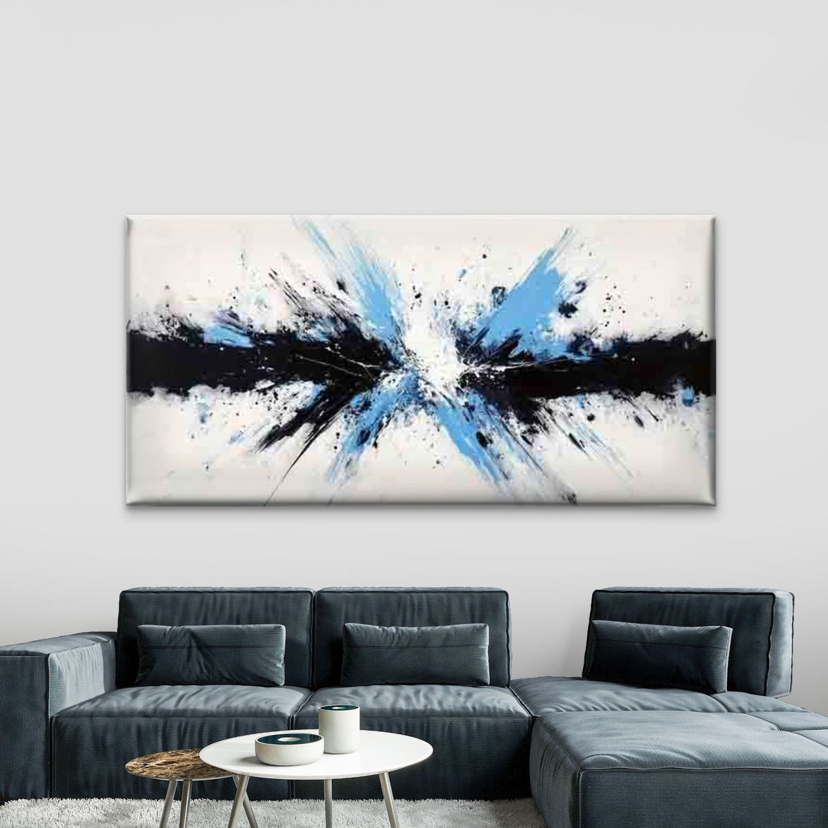 Abstract Monochrome Palette Wall Art Canvas Office Home Room Framed 80x45cm
