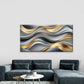 Flowing Wave Pattern Golden Wall Art Canvas Office Home Room Framed 80x45cm