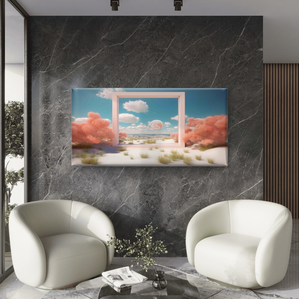 Pastel Horizon Frame Wall Art Canvas Office Home Room Framed 120x60cm