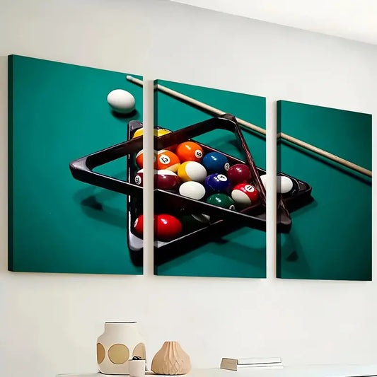 3pcs Modern And Stylish Billiards Sports Art Pool Wall Art Set Canvas Framed 40x60cm - High Quality Print 100% Australian Made Wall Canvas Ready to Hang