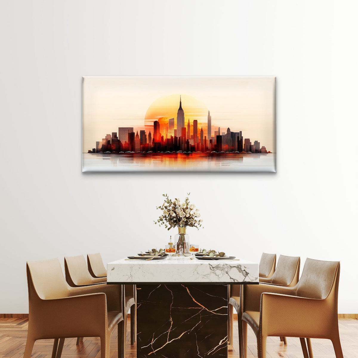 New York City Skyline Sunset Wall Art Canvas Office Home Room Framed 120x60cm