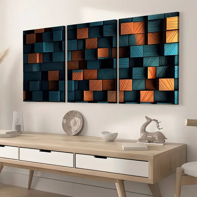 3pcs Fashion Abstract Irregular Graphic Art Wall Art Set Canvas Framed 40x60cm - High Quality Print 100% Australian Made Wall Canvas Ready to Hang