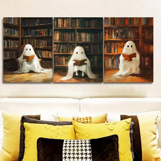 3pcs The Ghost in The Library Metal Print Ready to Hang Art
