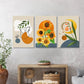 3pcs Beautiful Painted Sunflower Flower Abstract Metal Print Ready to Hang Art