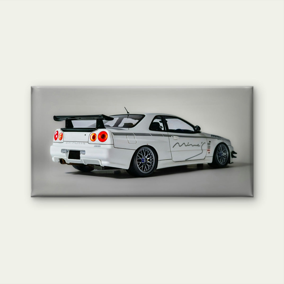 White Nissan Skyline GT-R Model Wall Art Canvas Office Home Room Framed 80x45cm