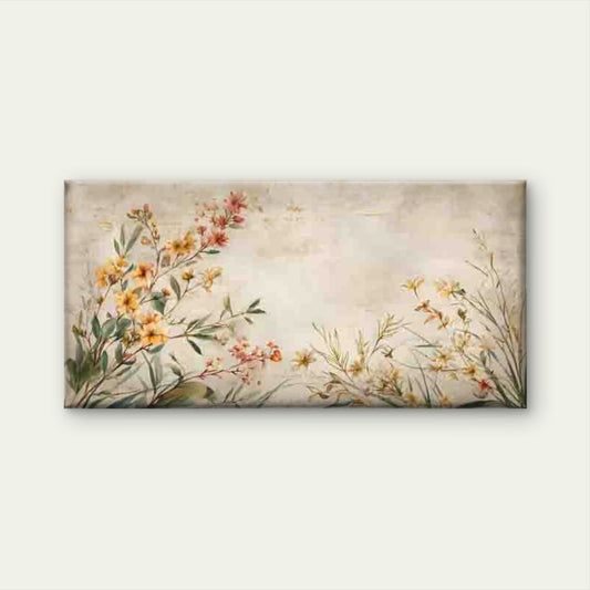 Floral Beauty in Soft Yellow Wall Art Canvas Office Home Room Framed 80x45cm