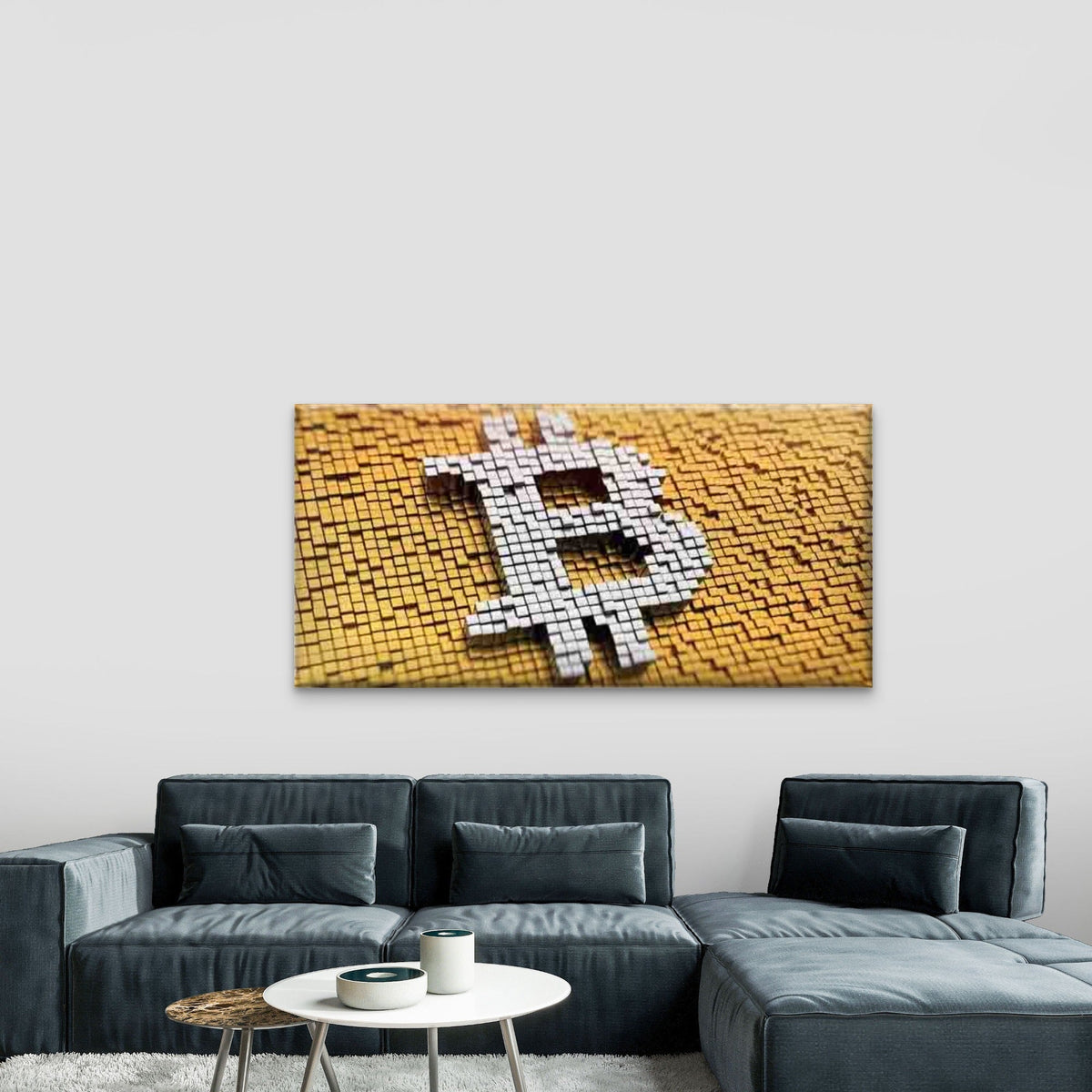 Minimalist ₿ Symbol Painting Wall Art Canvas Office Home Room Framed 120x60cm