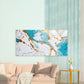 Azure Currents Golden Whispers Wall Art Canvas Office Home Room Framed 120x60cm