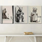 3pcs Retro Style Bear-Like In Bathroom  Wall Art Set Canvas Framed 40x60cm - High Quality Print 100% Australian Made Wall Canvas Ready to Hang
