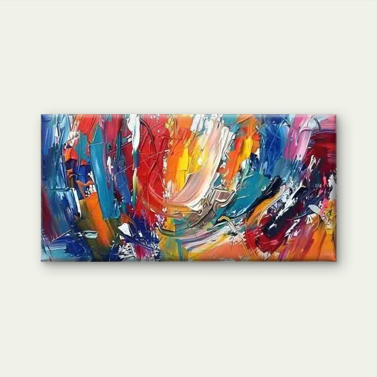 Abstract Colorful Paint Strokes Wall Art Canvas Office Home Room Framed 120x60cm