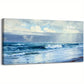 Blue Aesthetic Sun & Ocean Waves Wall Art canvas office home room framed 120x60cm