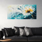 Giant Dandelion Teal Blue & Yellow Floral Design Wall Art wall canvas office home room framed 80x45cm