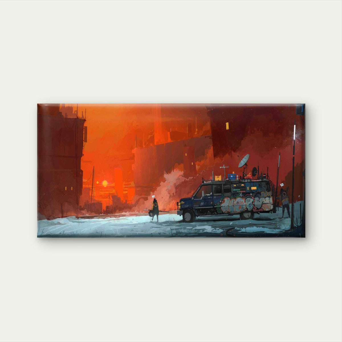 Apocalyptic Orange Sunset Wall Art Canvas Office Home Room Framed 120x60cm